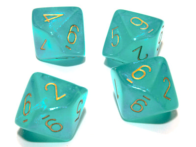 Borealis Teal/gold Luminary Set of Ten d10s (Chessex) (27385)