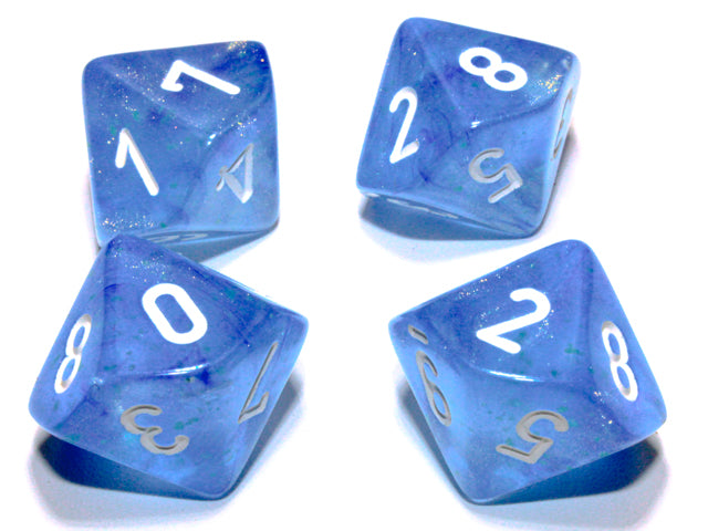 Borealis Sky Blue/white Luminary Set of Ten d10s (Chessex) (27386)