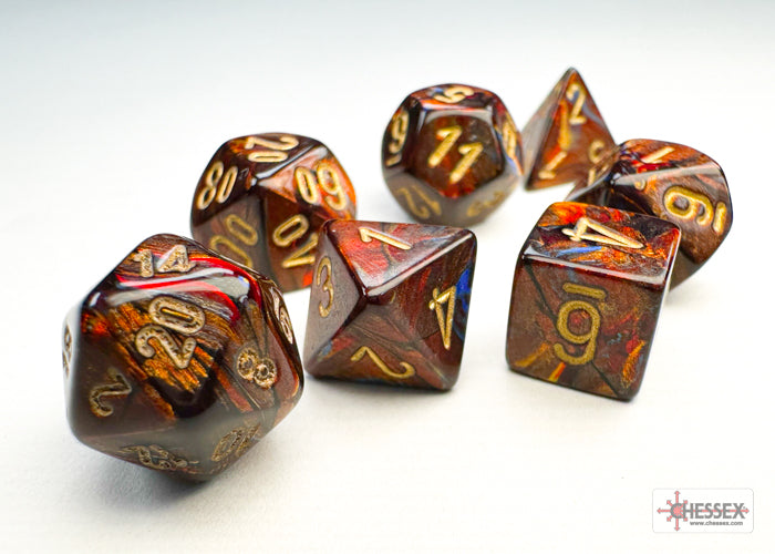 Scarab Mini-hedral Blue Blood/gold 7-Die Set (Chessex) (20419)