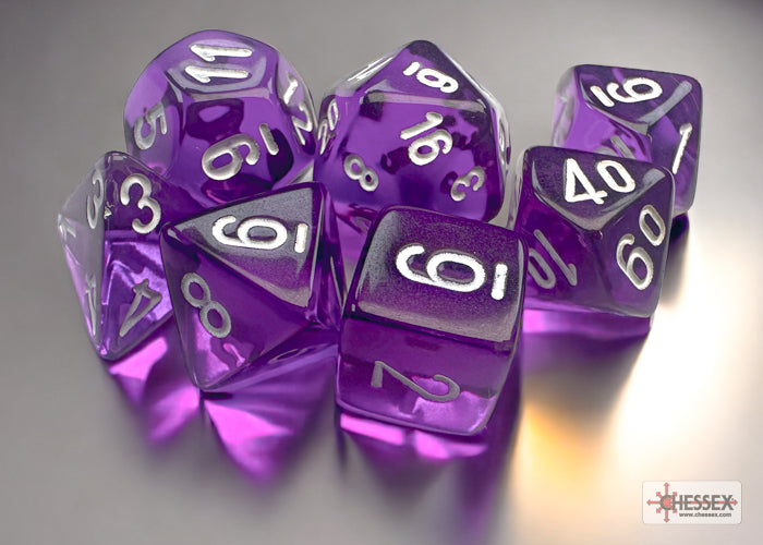 Translucent Mini-hedral Purple/white 7-Die Set (Chessex) (20377)