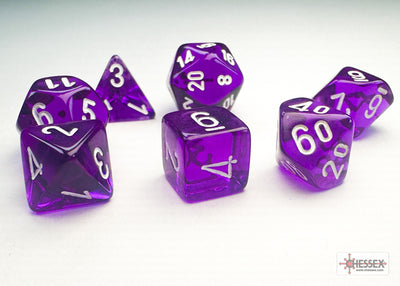 Translucent Mini-hedral Purple/white 7-Die Set (Chessex) (20377)