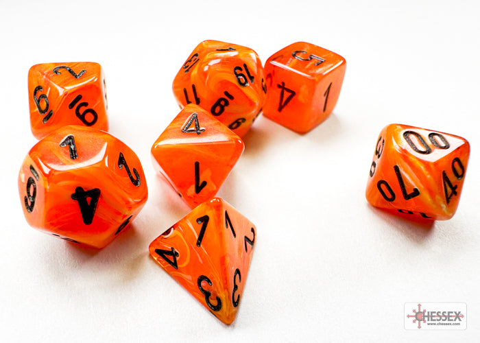 Vortex Mini-hedral Orange/black 7-Die Set (Chessex) (20433)