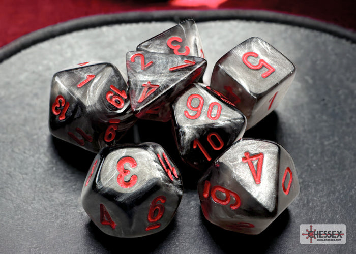 Velvet Mini-hedral Black/red 7-Die Set (Chessex) (20478)