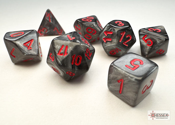 Velvet Mini-hedral Black/red 7-Die Set (Chessex) (20478)