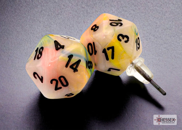 Stud Earrings Festive Circus Mini-Poly d20 Pair (Chessex) (54506)