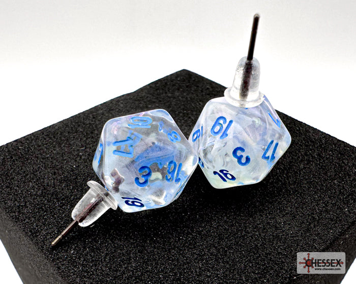 Stud Earrings Borealis Icicle Mini-Poly d20 Pair (Chessex) (54511)