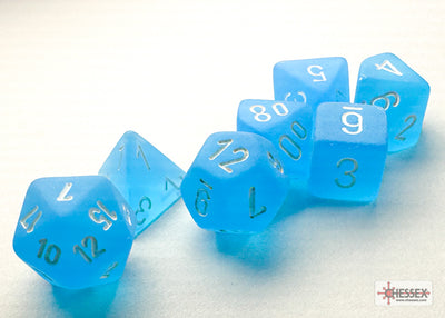 Frosted Mini-hedral Caribbean Blue/white 7-Die Set (Chessex) (20416)