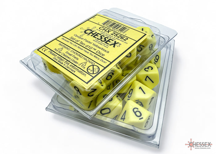 Opaque Pastel Yellow/black Set of Ten d10s (Chessex) (25262)