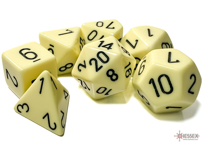 Opaque Pastel Yellow/black Polyhedral 7-Dice Set (Chessex) (25462)