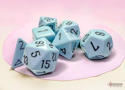 Opaque Pastel Blue/black Polyhedral 7-Dice Set (Chessex) (25466)