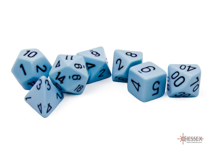 Opaque Pastel Blue/black Polyhedral 7-Dice Set (Chessex) (25466)