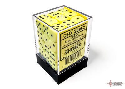 Opaque Pastel Yellow/black 12mm d6 Dice Block™ (36 dice) (Chessex) (25862)