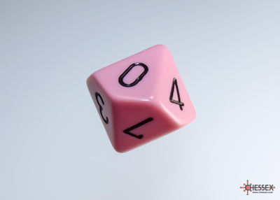 Opaque Pastel Pink/black Set of Ten d10s (Chessex) (25264)