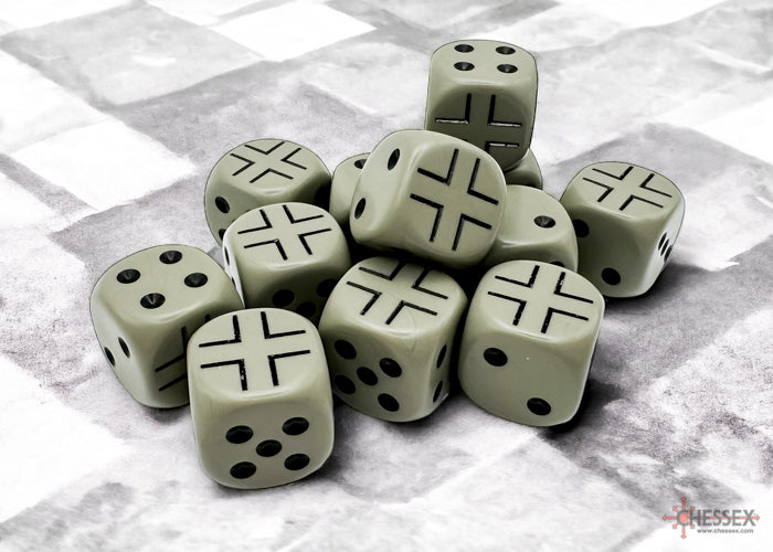 Germany War Dice Opaque Dark Grey/black 16mm d6 Dice Block (12 dice) (Chessex) (29061)