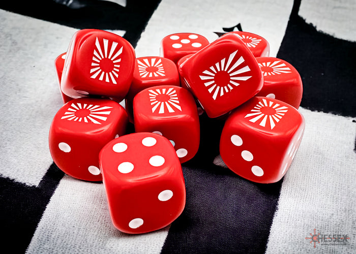 Japan War Dice Opaque Red/white 16mm d6 Dice Block (12 dice) (Chessex) (29062)