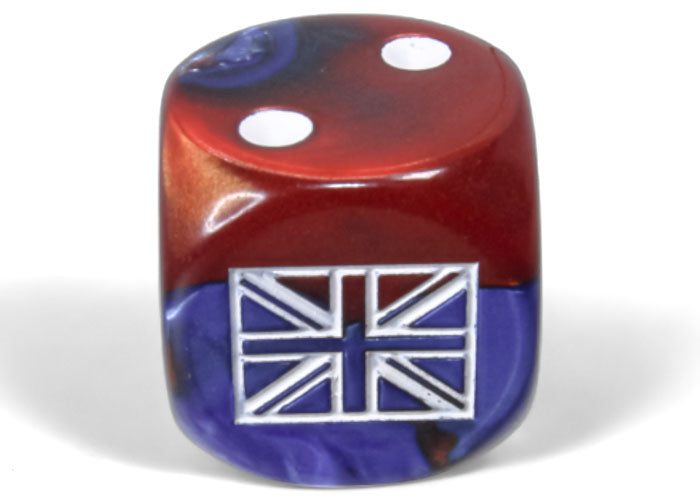 Great Britain War Dice Gemini Blue-Red/white 16mm d6 Dice Block (12 dice) (Chessex) (29064)