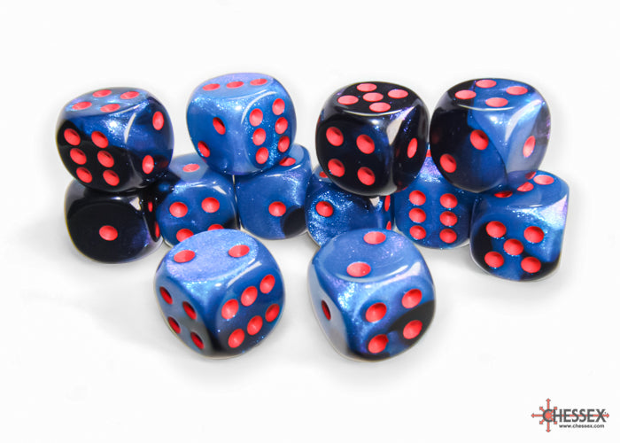 Gemini Black-Starlight/red 16mm d6 Dice Block (12 dice) (Chessex) (26658)