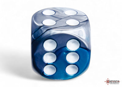 Gemini Steel-Teal/white 16mm d6 Dice Block (12 dice) (Chessex) (26656)