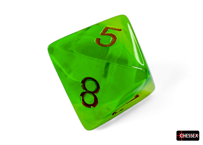 Gemini Plasma Green-Teal/orange Luminary Polyhedral 7-Dice Set (Chessex) (26470)