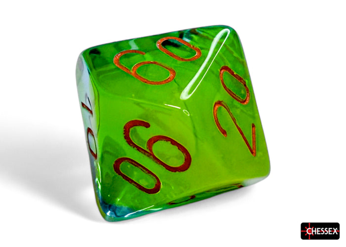 Gemini Plasma Green-Teal/orange Luminary Polyhedral 7-Dice Set (Chessex) (26470)