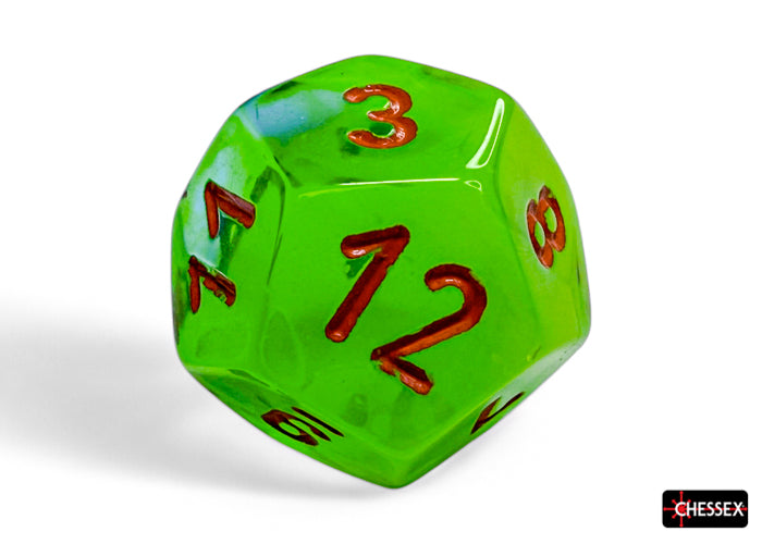 Gemini Plasma Green-Teal/orange Luminary Polyhedral 7-Dice Set (Chessex) (26470)