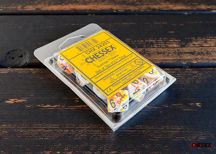 Brush Sunrise/black Set of Ten d10s (Chessex) (24203)