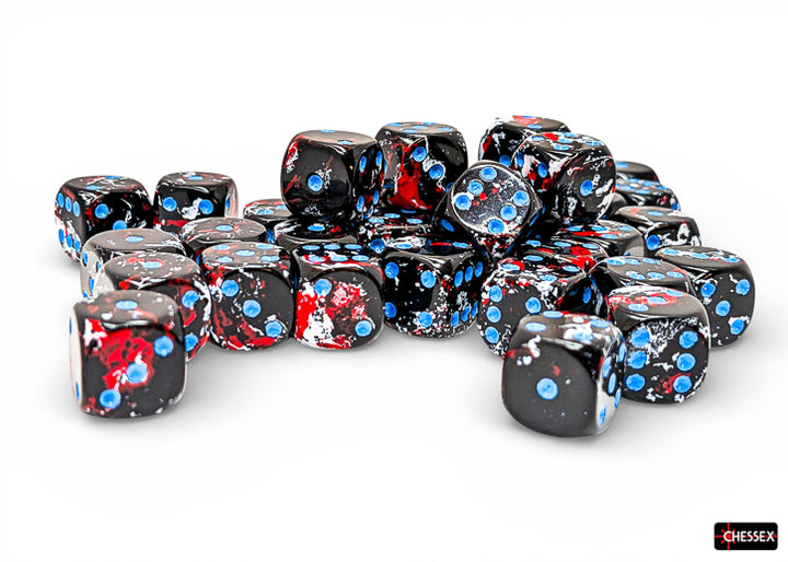 Brush Dark Side/blue 12mm d6 Dice Block (36 dice) (Chessex) (24808)