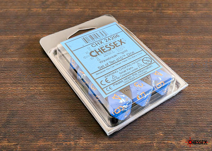 Brush Wavebreak/gold Set of Ten d10s (Chessex) (24206)