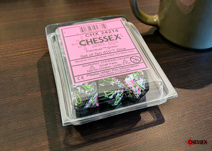 Brush Paintball/green Set of Ten d10s (Chessex) (24214)