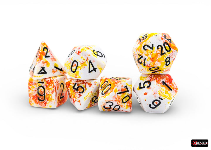 Brush Polyhedral Sunrise/black 7-Die Set (Chessex) (24403)