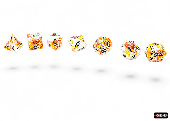 Brush Polyhedral Sunrise/black 7-Die Set (Chessex) (24403)