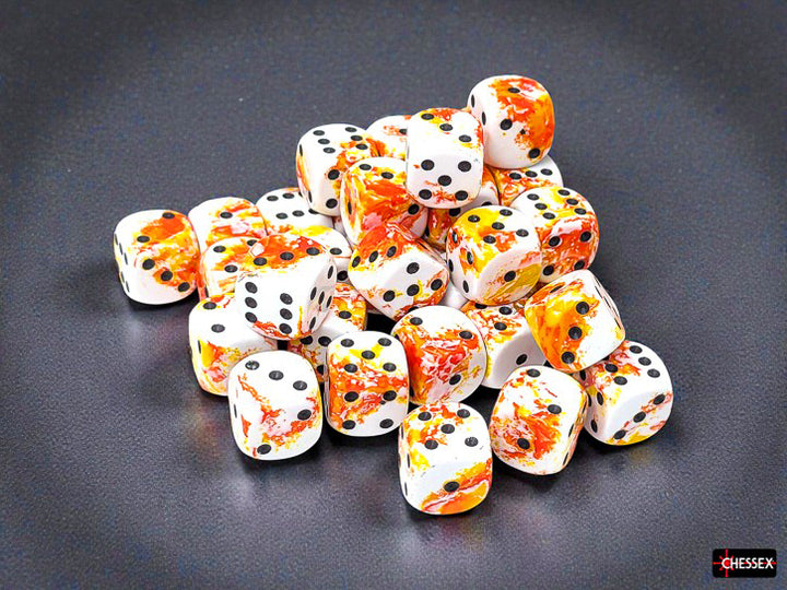 Brush Sunrise/black 12mm d6 Dice Block (36 dice) (Chessex) (24803)