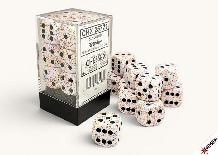 Speckled Birthday 16mm d6 Dice Block (12 dice) (Chessex) (25721)