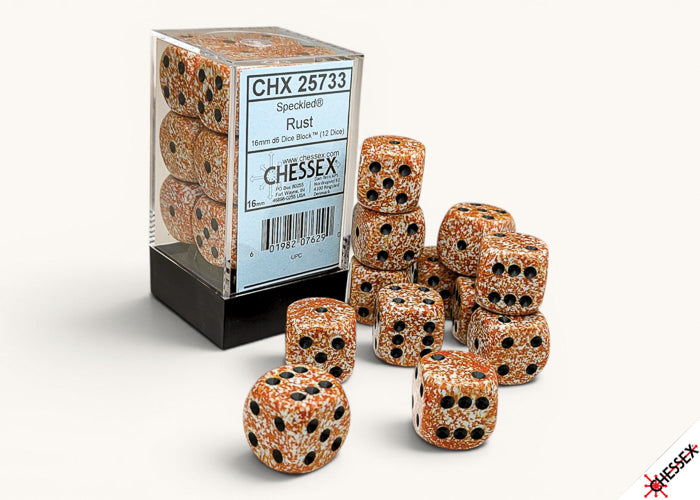 Speckled Rust 16mm d6 Dice Block (12 dice) (Chessex) (25733)