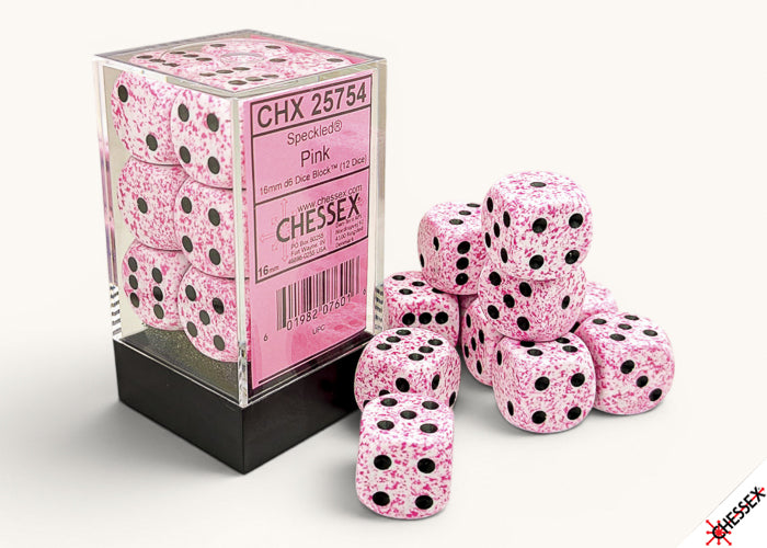 Speckled Pink 16mm d6 Dice Block (12 dice) (Chessex) (25754)