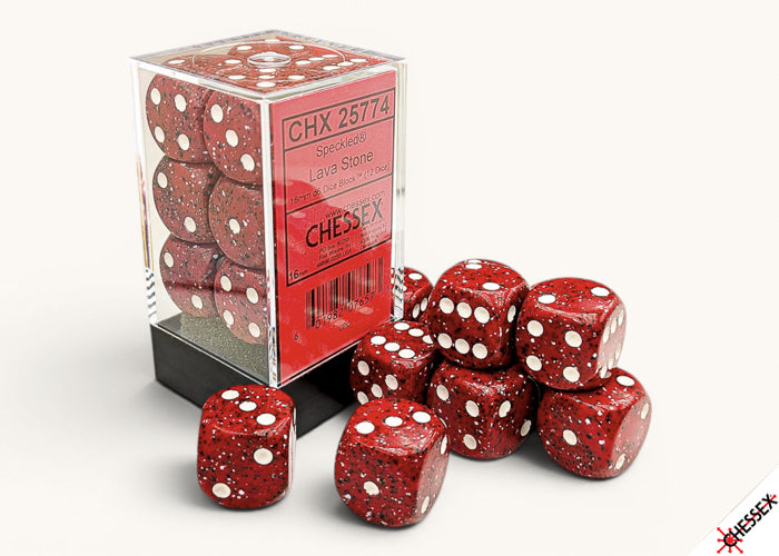 Speckled Lava Stone 16mm d6 Dice Block (12 dice) (Chessex) (25774)