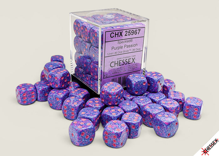 Speckled Purple Passion 12mm d6 Dice Block (36 dice) (Chessex) (25967)