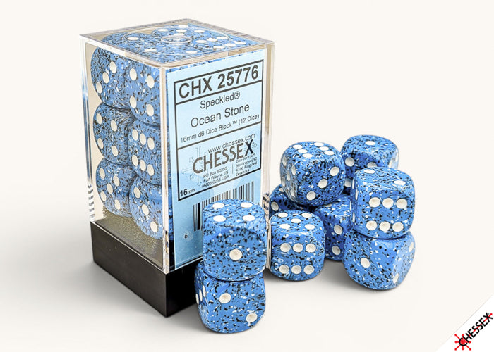 Speckled Ocean Stone 16mm d6 Dice Block (12 dice) (Chessex) (25776)