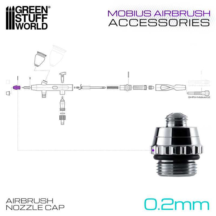 0.2mm Airbrush Nozzle Cap for Mobius Airbrush (Green Stuff World)