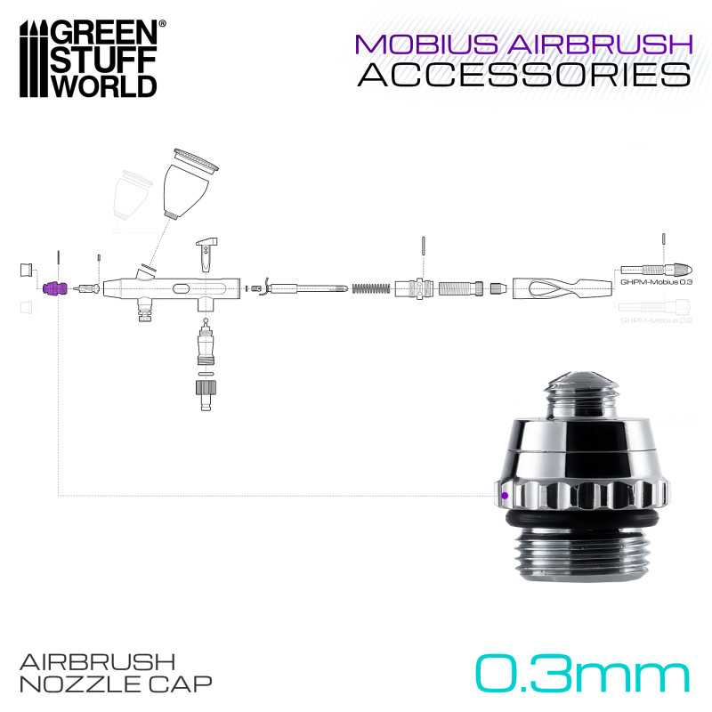0.3mm Airbrush Nozzle Cap for Mobius Airbrush (Green Stuff World)