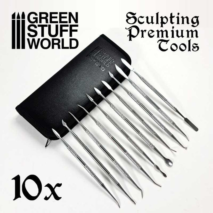 10x Professional Sculpting Tools with case (Green Stuff World)
