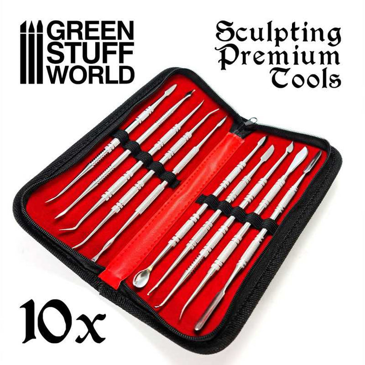 10x Professional Sculpting Tools with case (Green Stuff World)