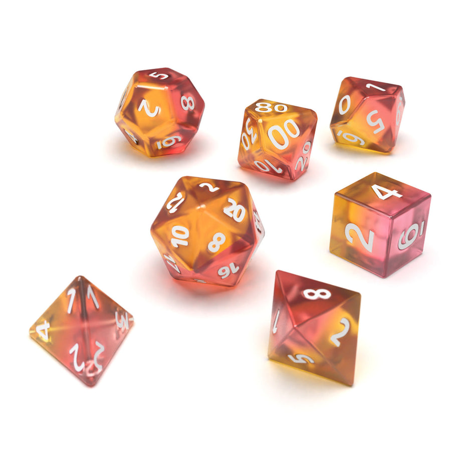 12x D6 16mm Dice - Clear Pink/Orange (Green Stuff World)