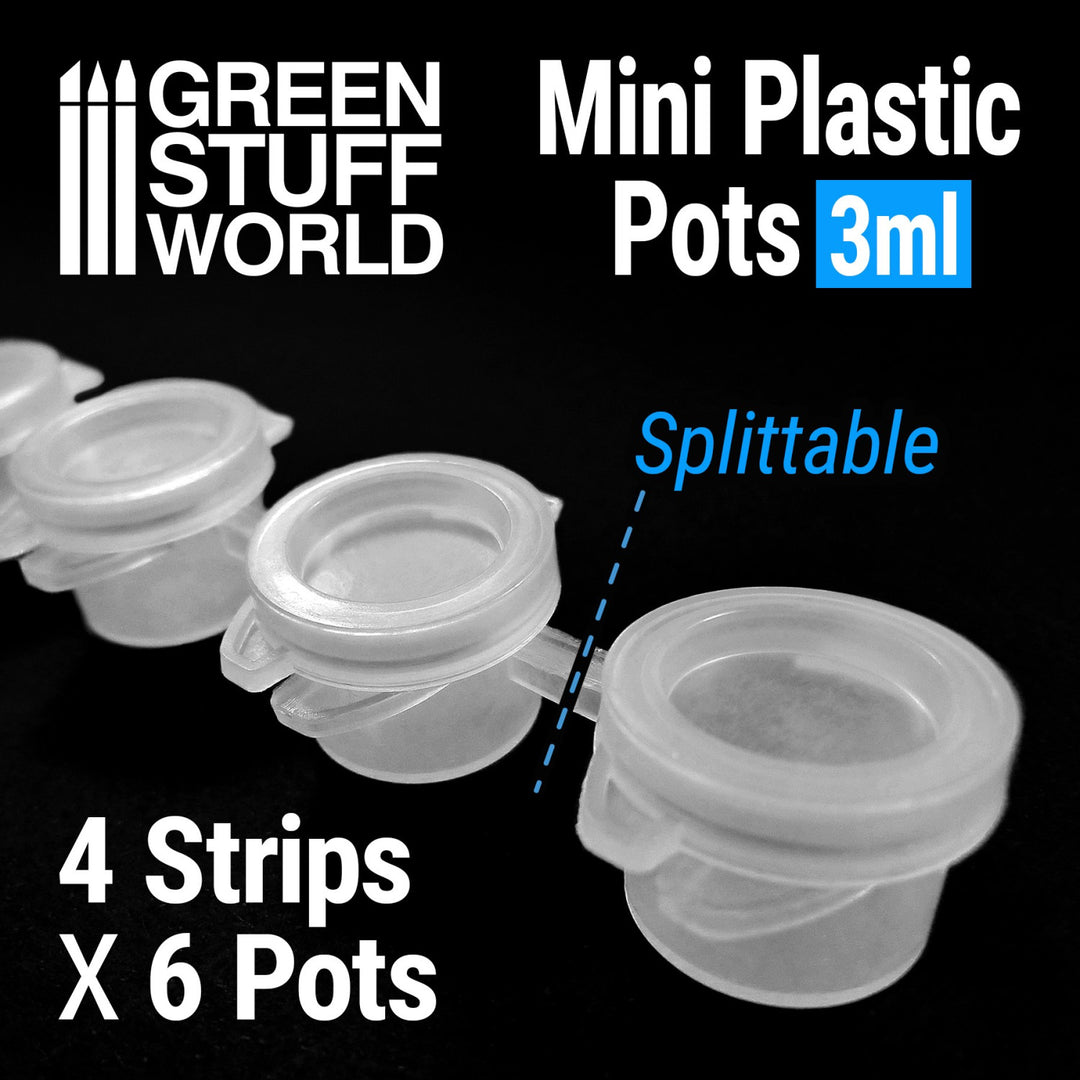 24x Mini Plastic Paint Pots 3ml (Green Stuff World)