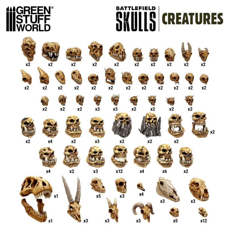 300x Battlefield Creature Skulls 1:48-1:35 (Green Stuff World)