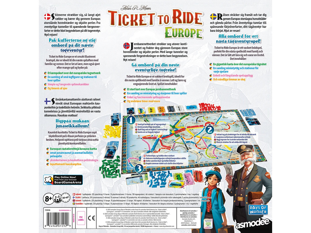 Ticket to Ride: Europe (2025 Refresh) (nordisk)