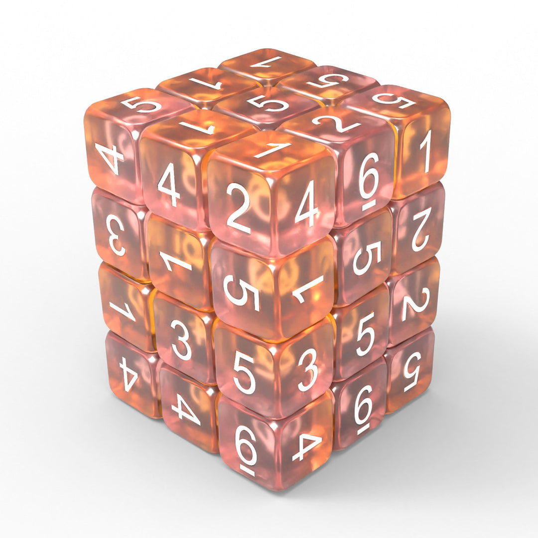 36x D6 12mm Dice - Clear Pink/Orange (Green Stuff World)