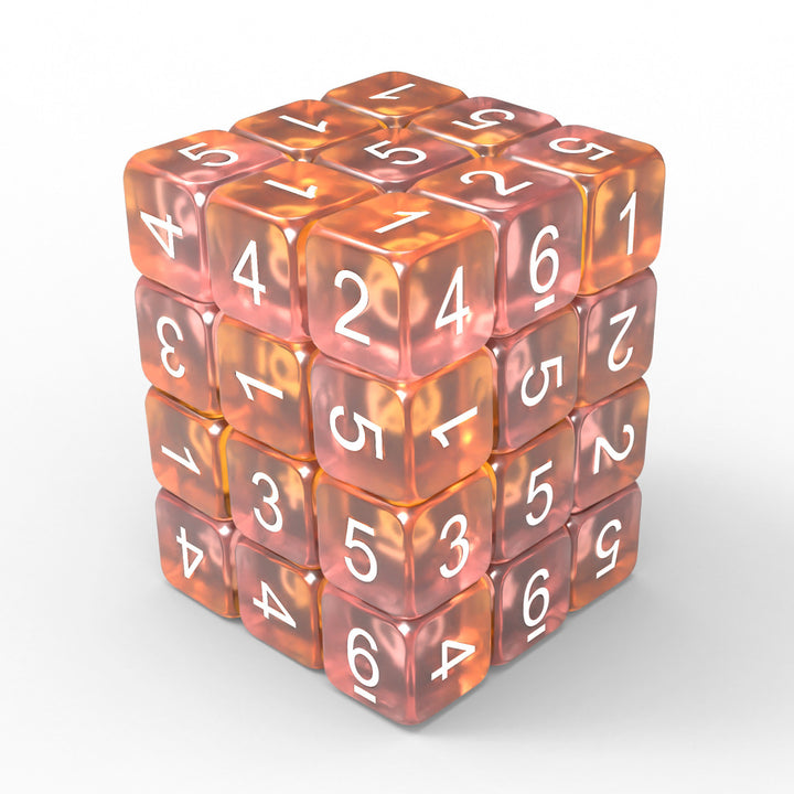 36x D6 12mm Dice - Clear Pink/Orange (Green Stuff World)