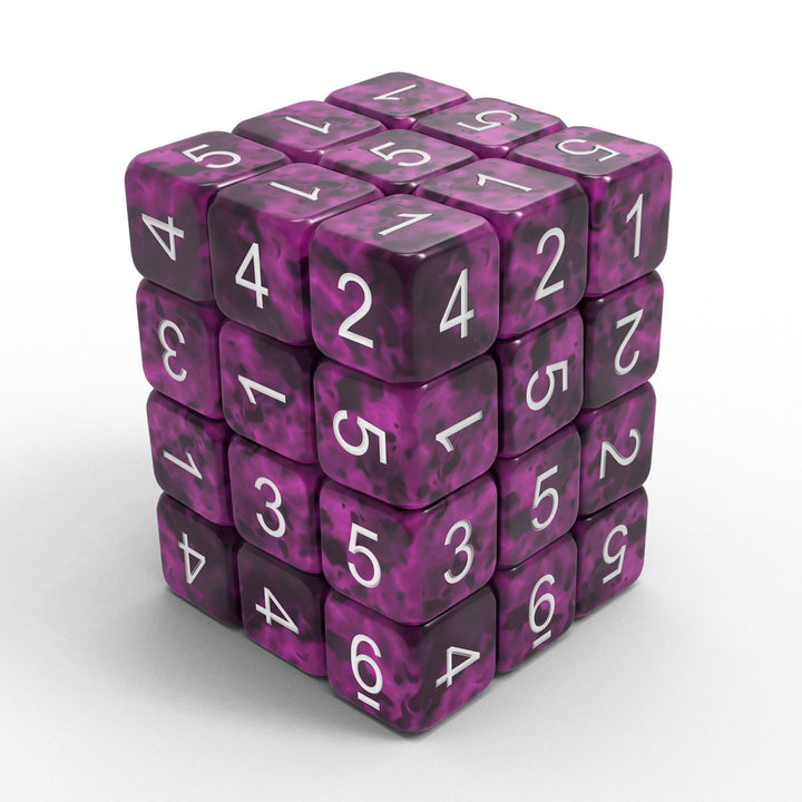 36x D6 12mm Dice - Purple Black (Green Stuff World)