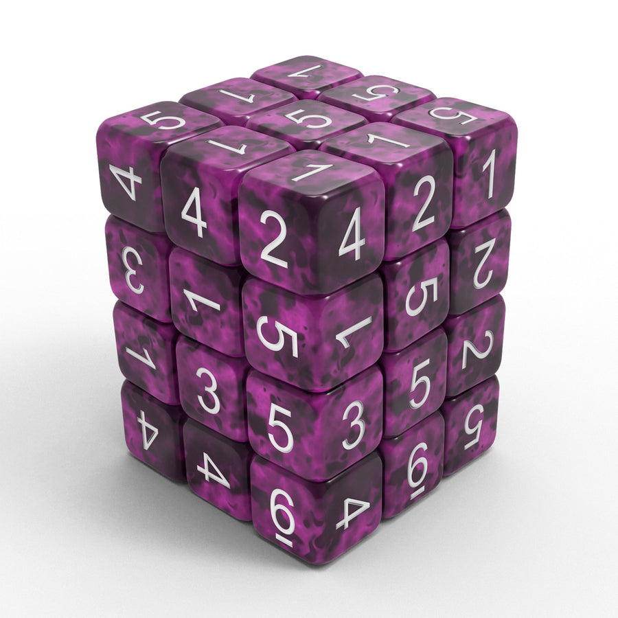 36x D6 12mm Dice - Purple Black (Green Stuff World)